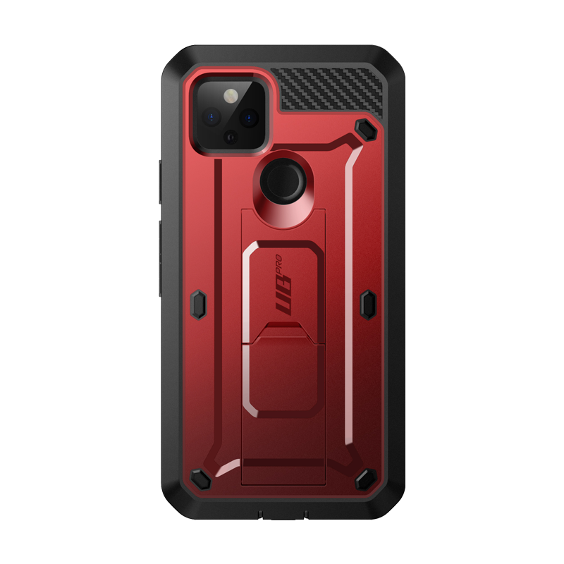 Google Pixel 5 (2020) Unicorn Beetle PRO Rugged Holster Case - Shockproof & Heavy Duty Protection - Metallic Red (Open Box) - Perfect for Outdoor Activities, Construction Work & Extreme Sports