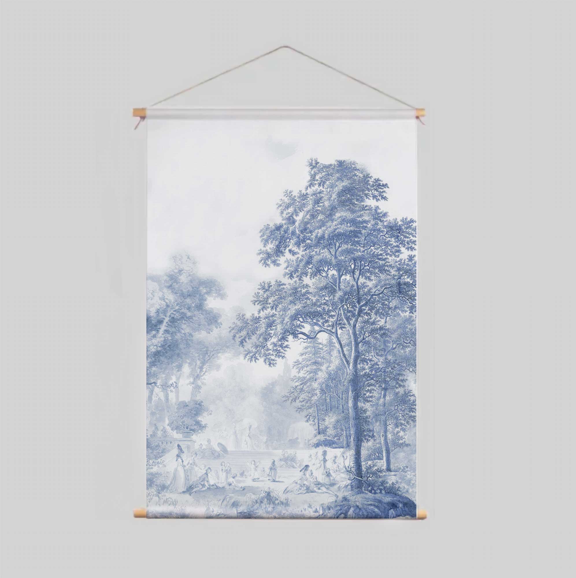 Romantic Garden Blue Textile Poster - Elegant Wall Art for Home Decor, Living Room, Bedroom & Office