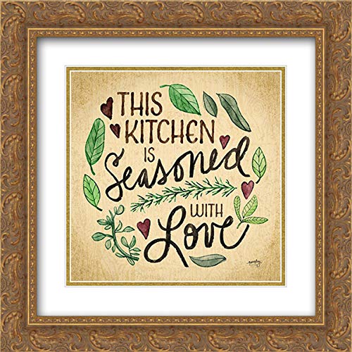 Noonday Designs 15x15 Gold Ornate Framed Double Matted Museum Art Print - Kitchen Memories I (Kitchen Seasoned) - Perfect for Home Kitchen Decor and Gift Giving
