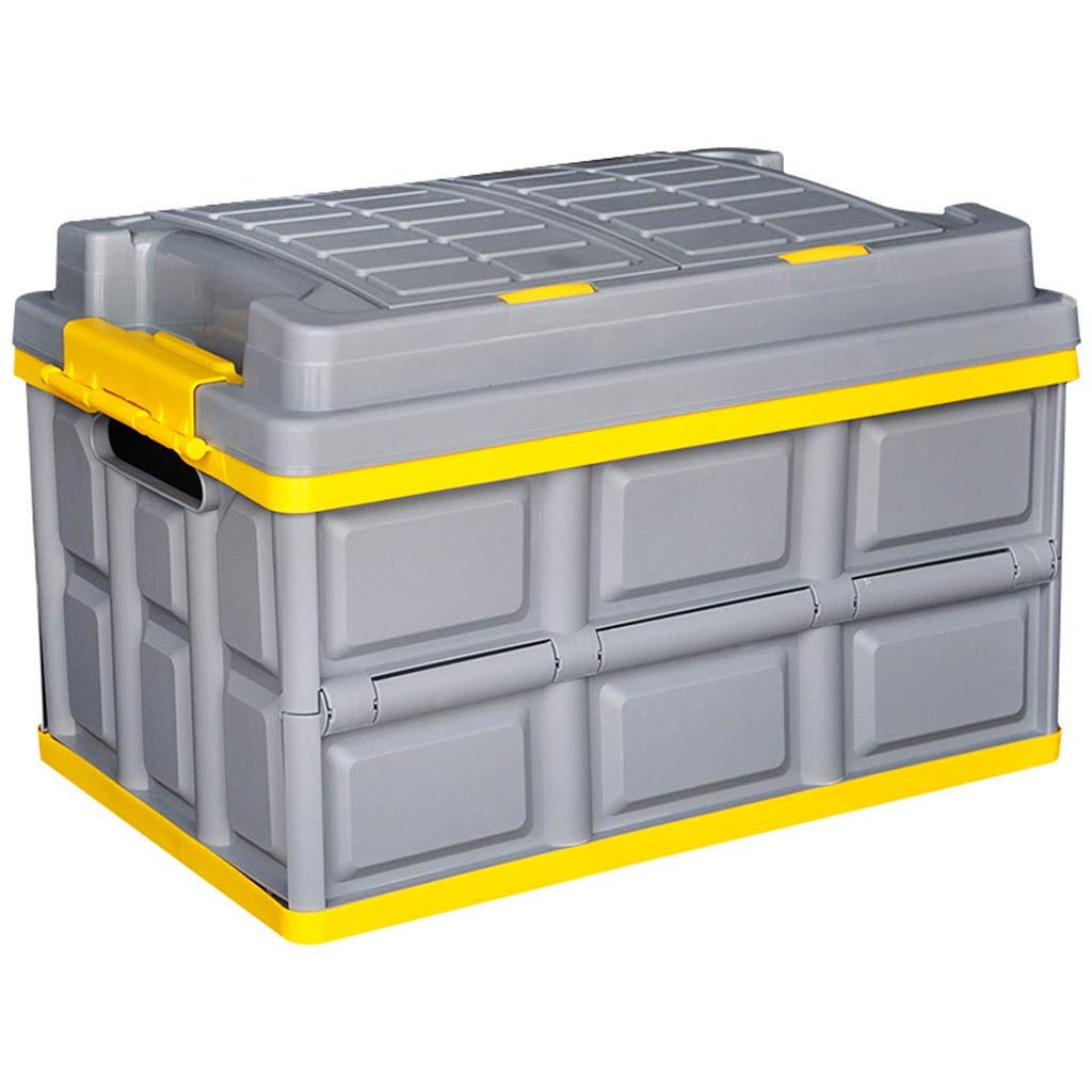 55L Large Capacity Car Storage Box - Gray Plastic Trunk Organizer for Travel & Camping