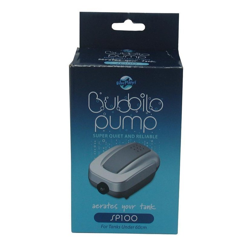 Blue Planet Bubbilo SP100 Air Pump - 60L/h Single Outlet Aquarium Oxygen Pump for Fish Tanks, Hydroponics & Pond Aeration - Quiet & Energy Efficient