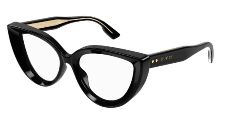 Gucci GG1530O 001 Black Narrow Cat Eye Women's Eyeglasses - Stylish & Lightweight Designer Glasses for Women, Perfect for Office, Driving & Fashion Accessories