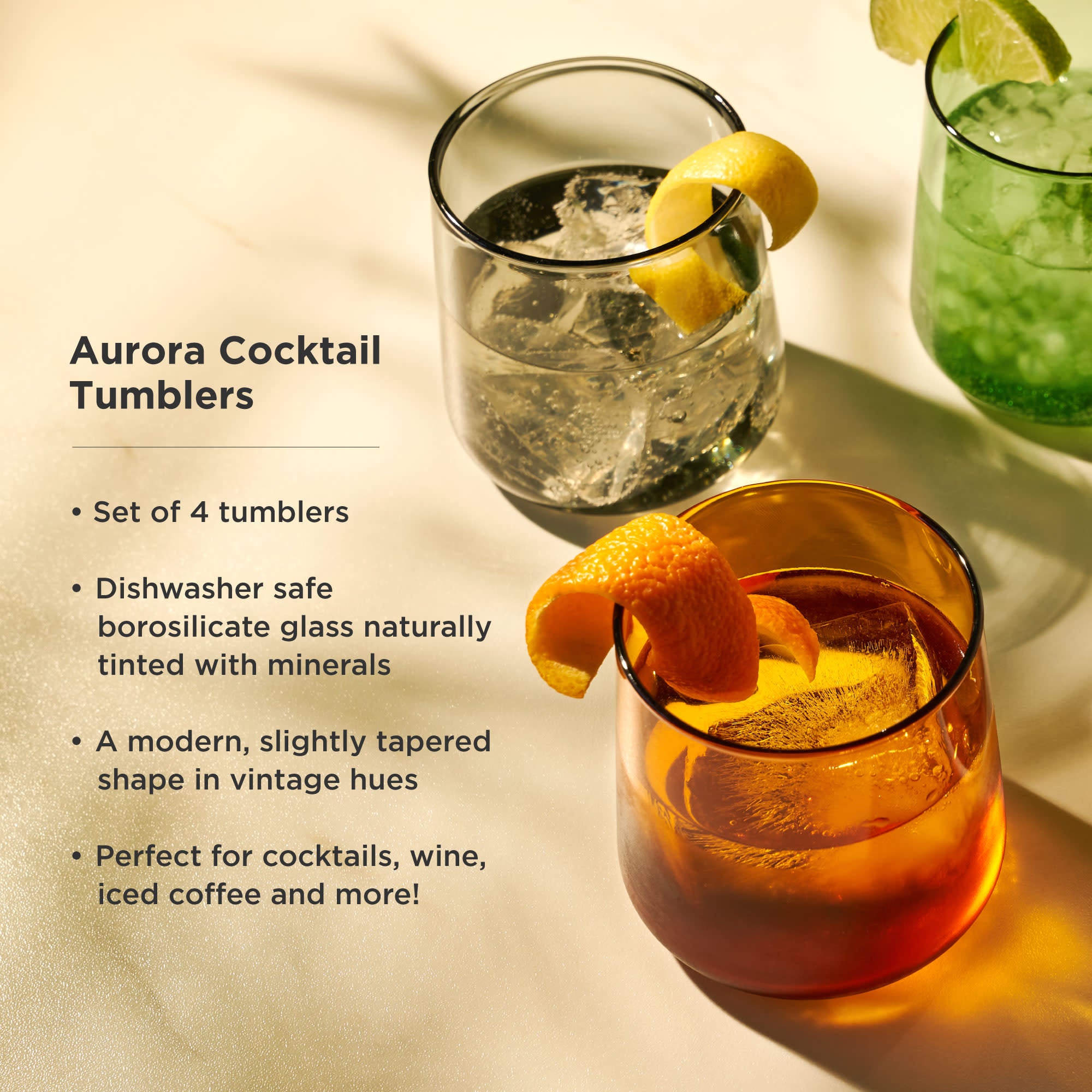 Aurora Cocktail Glasses Set of 4 - 12oz Color Changing Stainless Steel Tumbler Cups with Lids & Straws - Perfect for Margaritas, Cocktails, Iced Coffee & Party Drinks