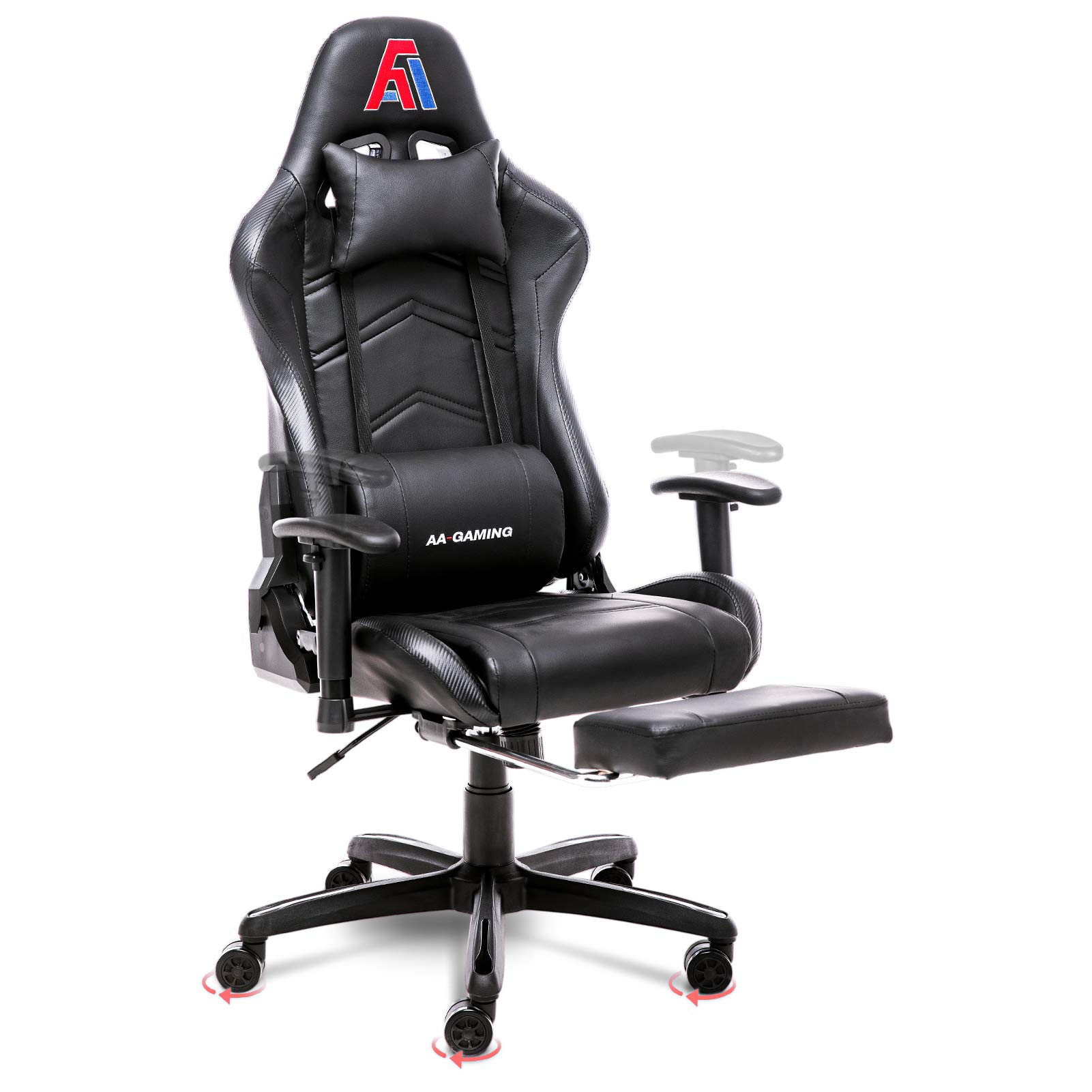 Ergonomic Gaming Chair with High Back, Lumbar Support & Footrest - Adjustable Racing Style Computer Chair for Office & Home Gaming Setup - Black - Perfect for Esports, Streaming & Long Work Sessions
