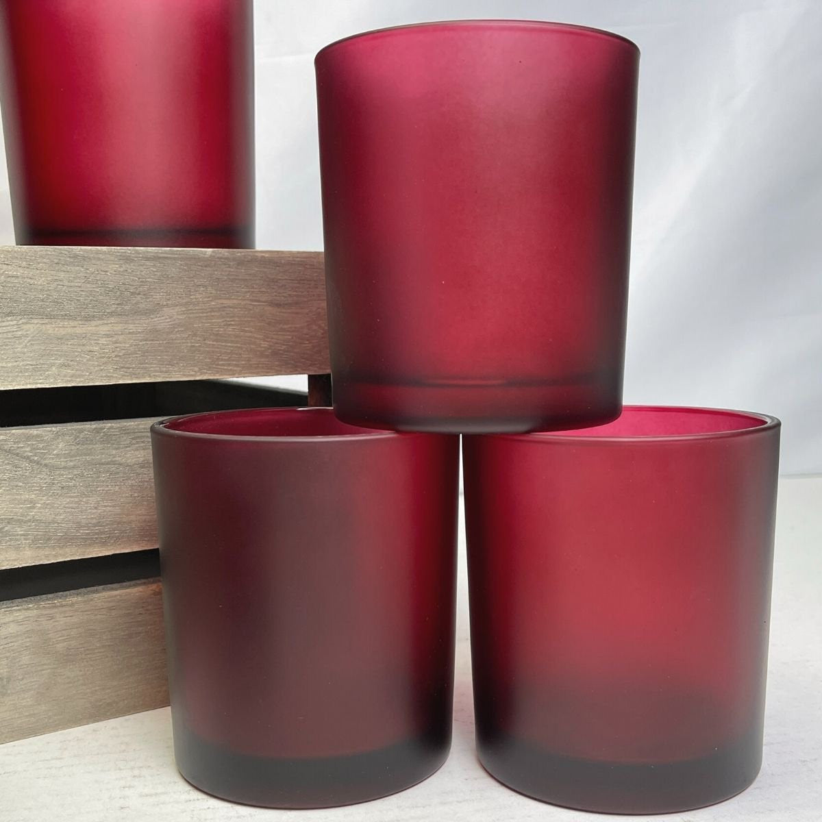 10 Pack Red Frosted Glass Votive Tealight Candle Holders - Valentine's Day, Christmas, Wedding, Party Decor - Elegant Glass Candlesticks for Bridal Showers, Baby Showers & Romantic Home Decor