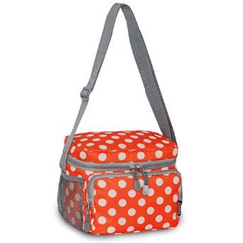 Everest Insulated Lunch Bag - Leakproof Cooler for Work, School & Picnics | Orange & White Polka Dot Design | Perfect for Meal Prep, Outdoor Adventures & Daily Commute