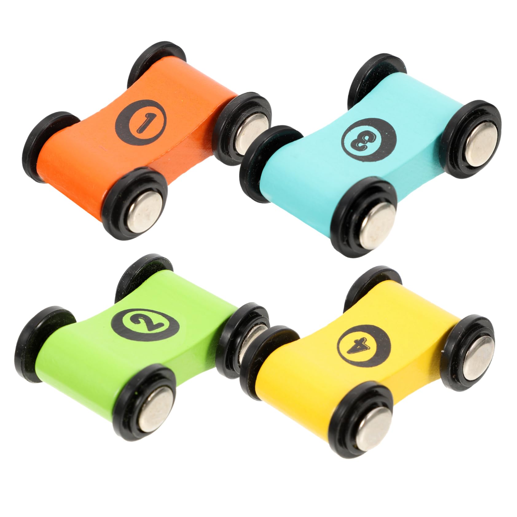 Retractable Wooden Race Car Toys Set of 4 - Eco-Friendly Pull Back Toy Cars for Toddlers & Kids Ages 1+ - Perfect for Indoor Play, Birthday Gifts & Early Learning Development