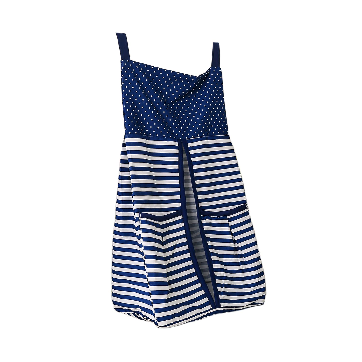 Pink and Navy Blue Striped Baby Diaper Stacker Hanger for Nursery Crib - 1 PC Organizer for Diapers, Wipes & Baby Essentials - Perfect for Newborns & Toddlers (Blue Stripe)