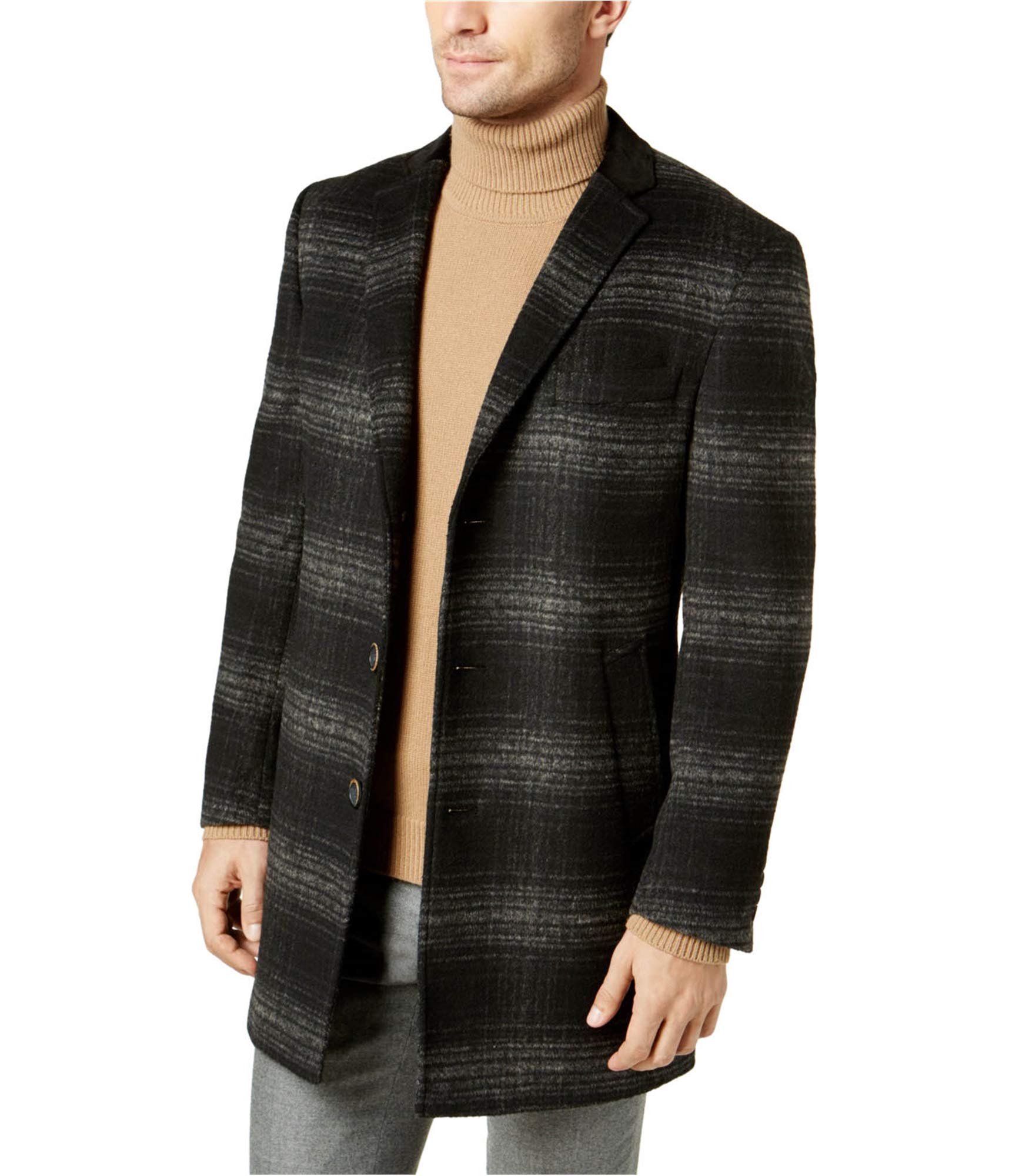 Tallia Men's Plaid Wool Overcoat - Classic Winter Jacket for Business & Casual Wear | Warm & Stylish Outerwear for Office, Travel & Outdoor Activities