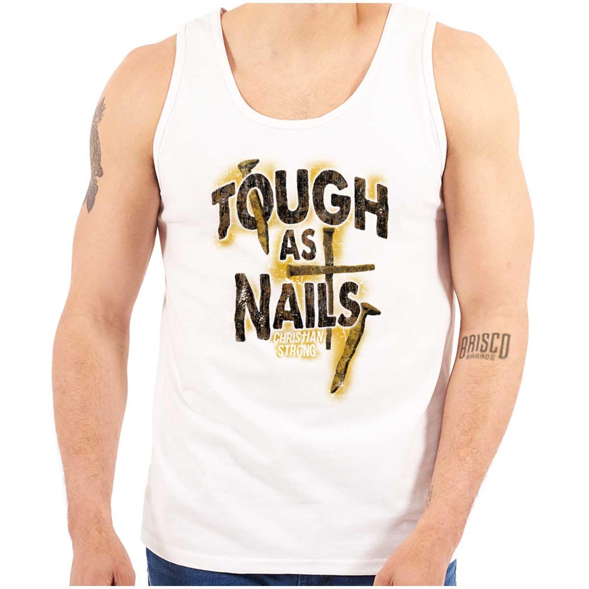 Men's Jesus Christ Cross Crucifix Sleeveless Tank Top - Religious Graphic Tee for Church, Worship & Christian Faith Apparel