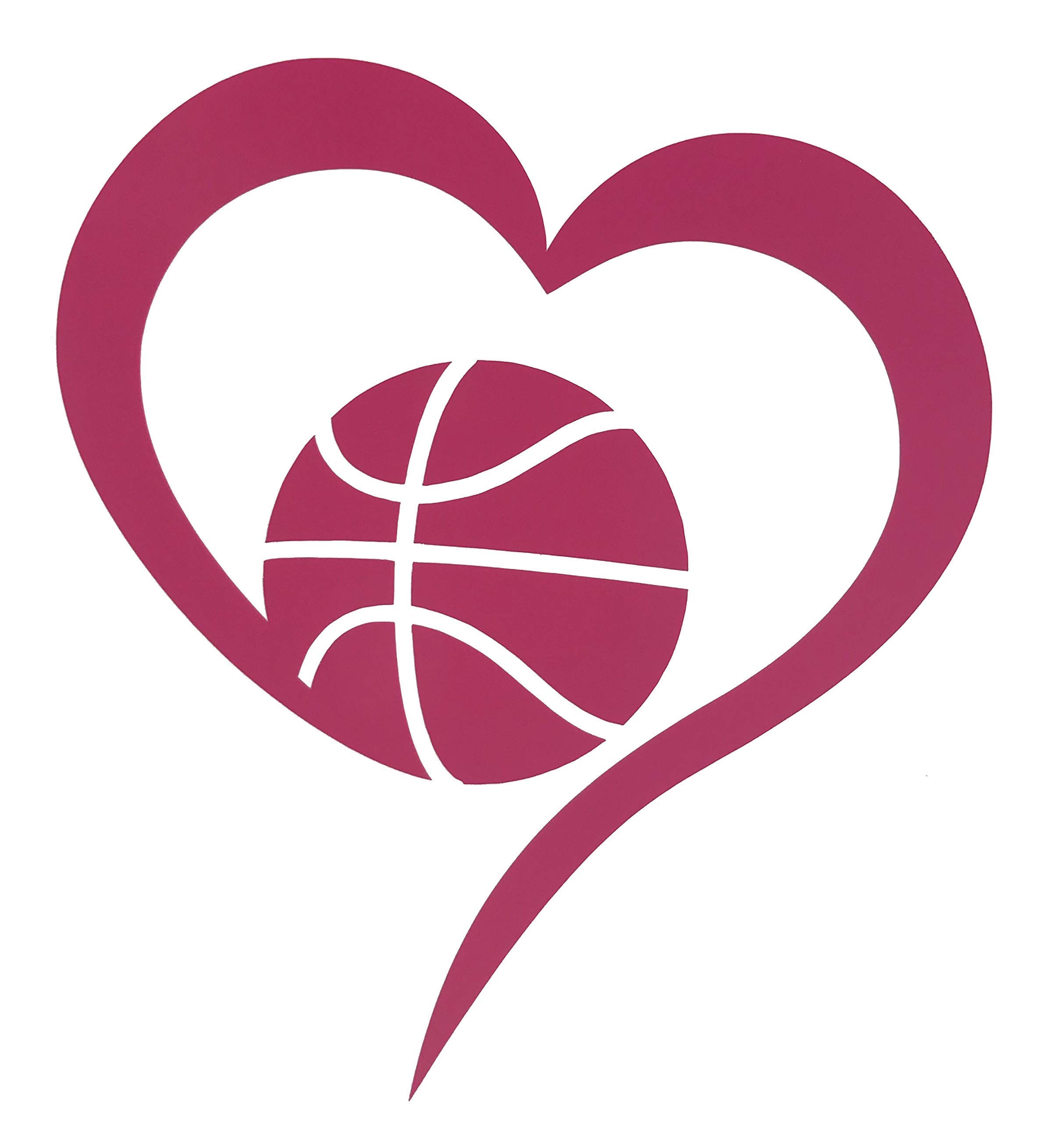 Custom Basketball Heart Vinyl Decal - Personalized Heart Hoops Bumper Sticker for Tumblers, Laptops, Car Windows, Water Bottles, and Phone Cases