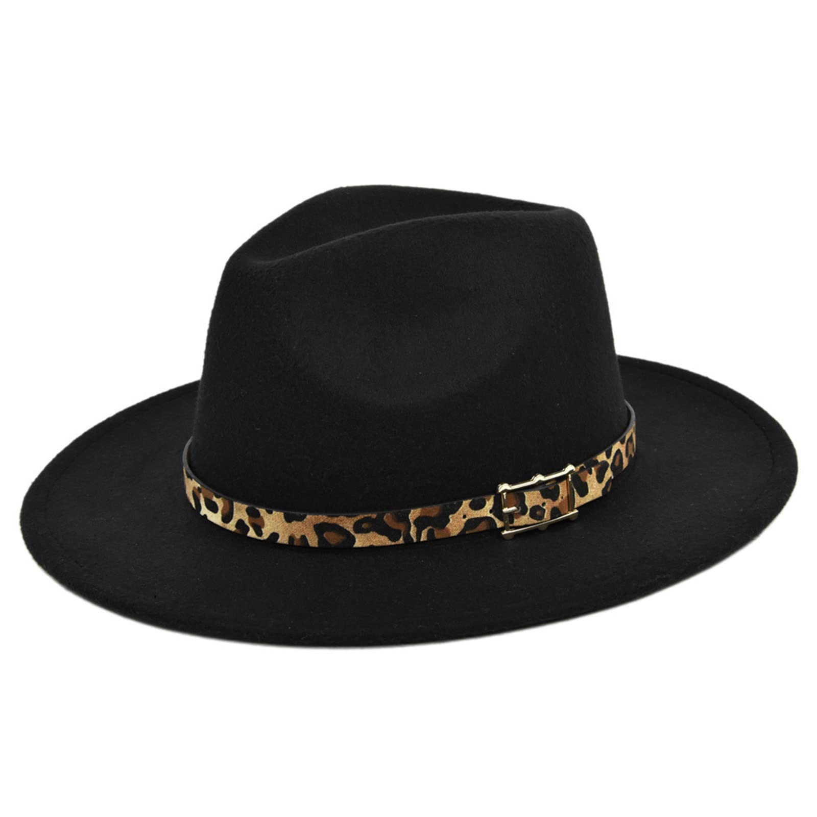 Breathable Dry Fit Buckle Hats for Men & Women - Adjustable Leopard Print Panama Fedora & Wide Brim Baseball Caps for Outdoor Activities, Beach, and Fashion