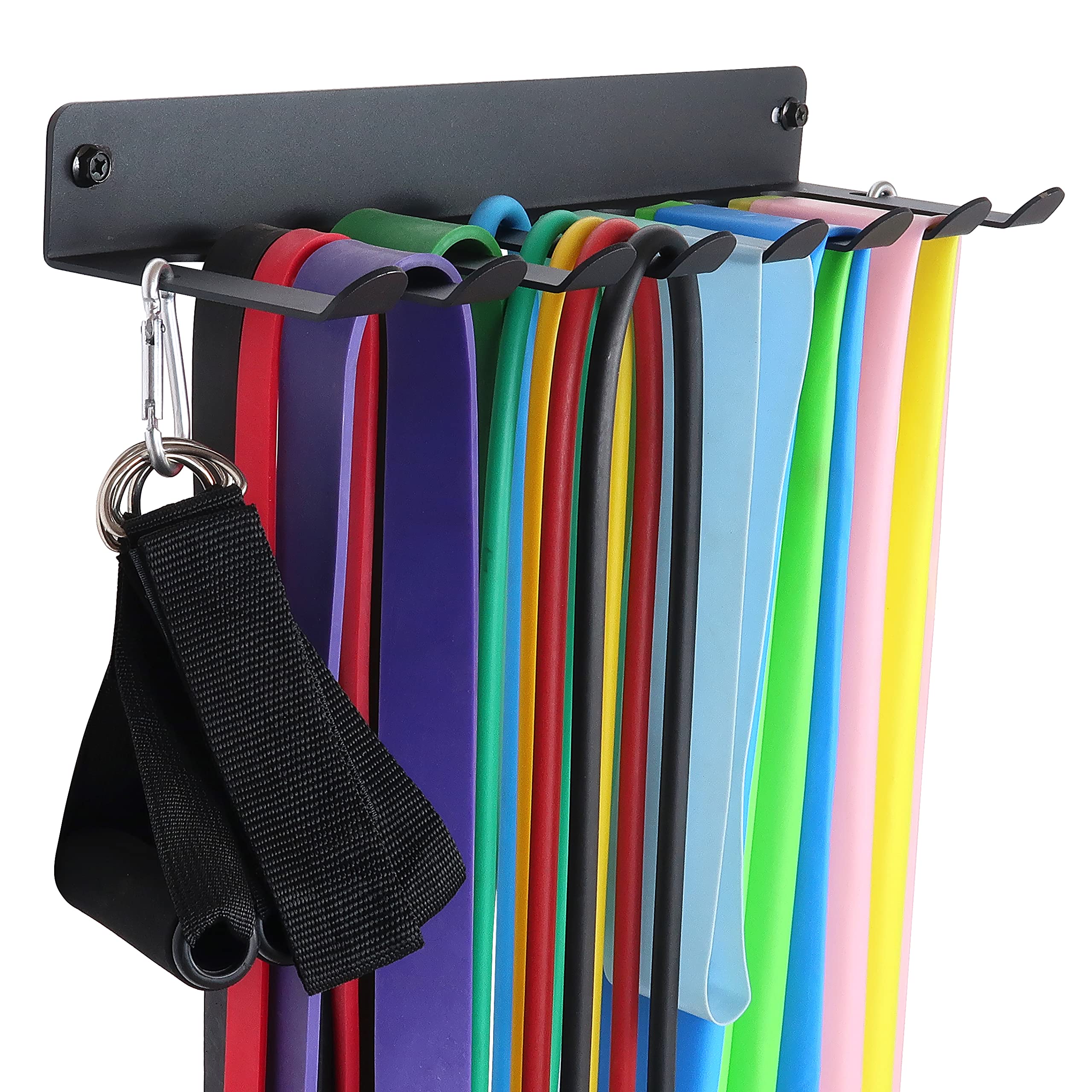 Heavy Duty Wall Mount Gym Storage Rack - Organizer for Resistance Bands, Barbells, Lifting Belts & Jump Ropes - Perfect for Home Gym Equipment & Accessories - Ideal for CrossFit, Weight Training & Fitness Workouts