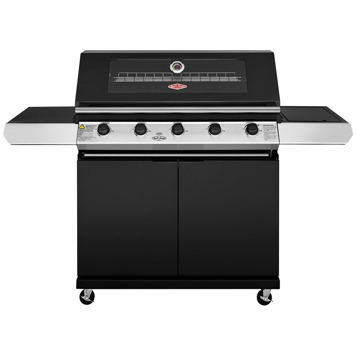 Beefeater 1200 Series 5-Burner LPG Gas Grill with Side Burner & Rolling Cart - BMG1251BB | Outdoor Cooking, Backyard BBQ, Patio Entertaining