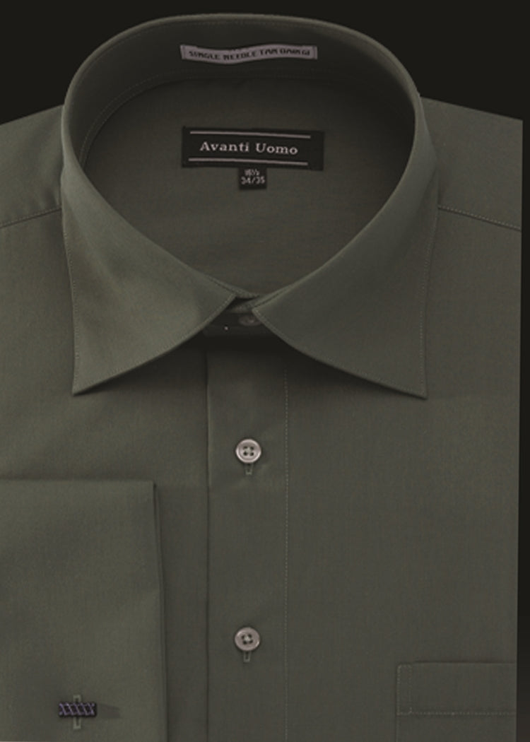 Premium Avanti Uomo French Cuff Dress Shirt DN32M - Forest Green Formal Business Shirt for Men | Perfect for Office, Weddings & Special Occasions