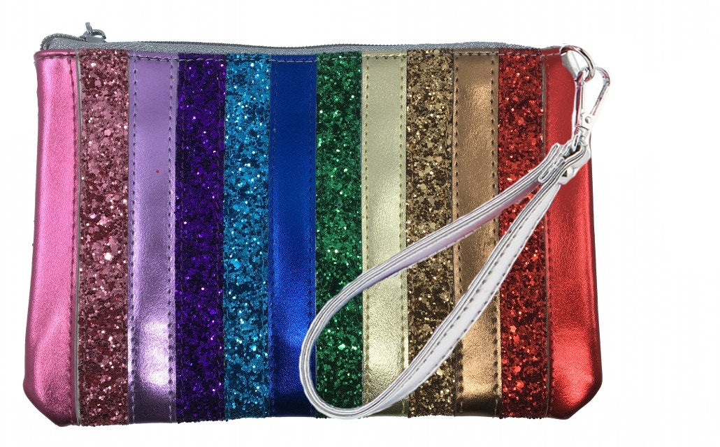 Bari Lynn Girls Rainbow Wristlet Clutch with Chain Strap - Stylish Crossbody Handbag for Teens, Party, School & Everyday Use