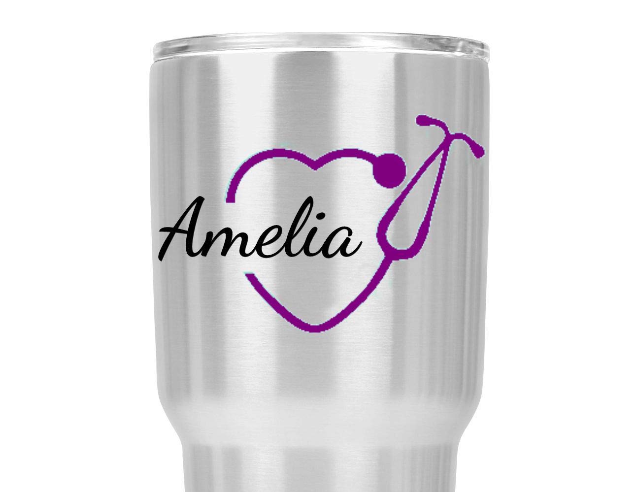 Nurse Name Decal - Personalized Stethoscope Die Cut Sticker for Tumblers, Cups, Car Windows - Perfect for Nurse's Week, RN Gifts, Medical Office Decor & Nursing School Accessories