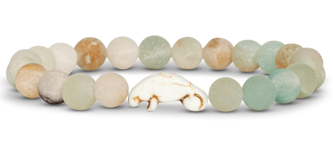 Fahlo Sky Stone Manatee Bracelet - Handmade Adjustable Sea Animal Jewelry for Women & Men - Perfect for Ocean Lovers, Beach Wear & Eco-Friendly Gifts