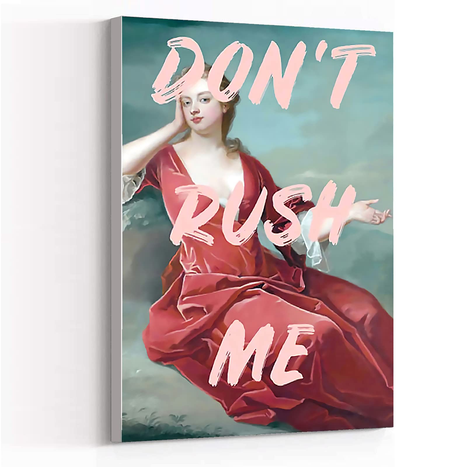 Lemon Wall Art Print - Modern Kitchen & Bedroom Decor - Digital Download 12x18 Inch Framed Canvas - Don't Rush Me Artwork - Pink Kids Room Decor for Nursery, Dorm & Living Room
