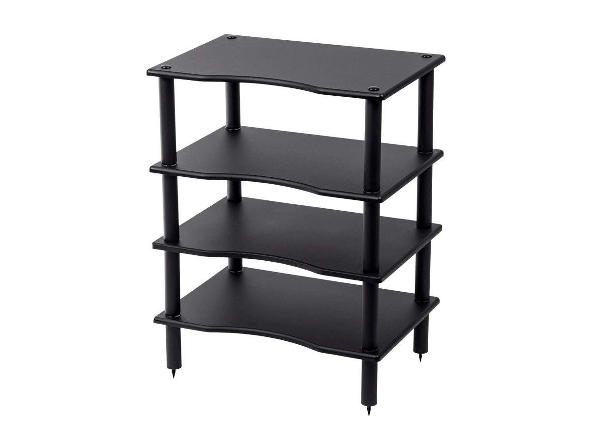 Monolith 4 Tier Open Air Audio Shelf Stand - Sturdy Modular Storage Rack for Bose, Polk, Sony, Yamaha, Pioneer Speakers & AV Equipment - Perfect for Home Theater, Living Room & Studio Organization (Black)