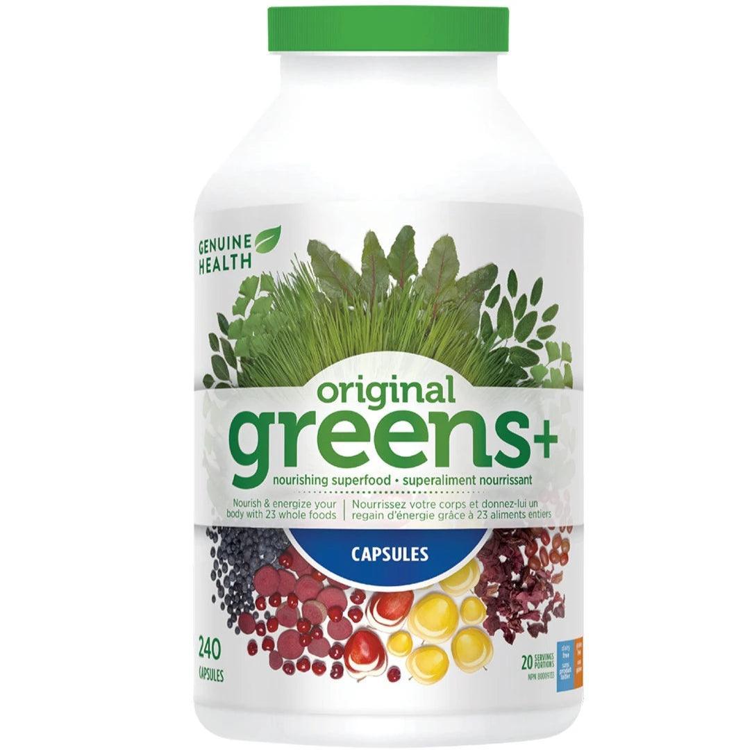Genuine Health Greens+ Original 240 Capsules - Superfood Supplement for Detox & Energy Boost | Perfect for Daily Wellness & Active Lifestyles