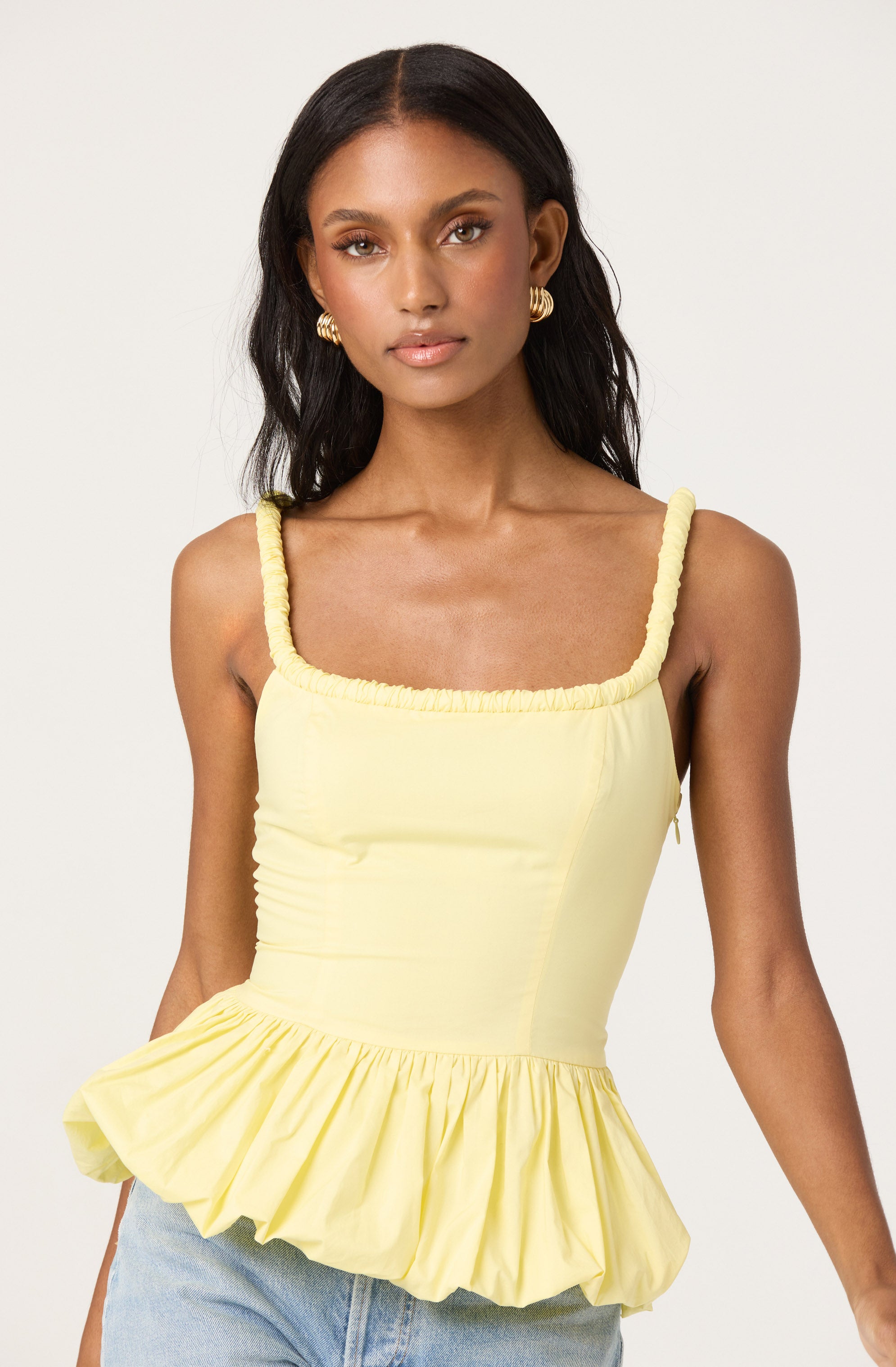 Sleeveless Bubble Hem Peplum Top for Women - Trendy Summer Blouse for Casual Outings & Date Nights