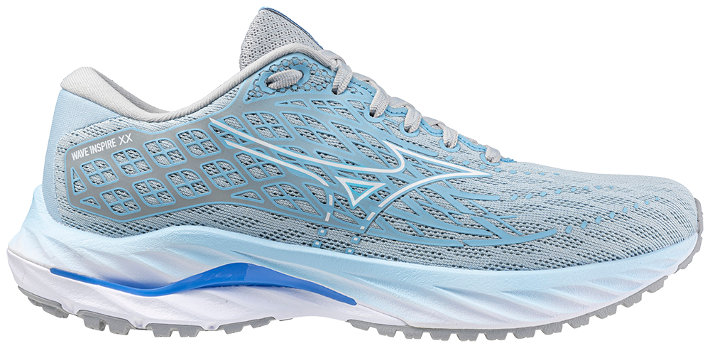 Mizuno Wave Inspire 20 Women's Running Shoes (B Width) - Grey/Blue | Lightweight Stability Sneakers for Jogging, Gym Workouts & Daily Walking