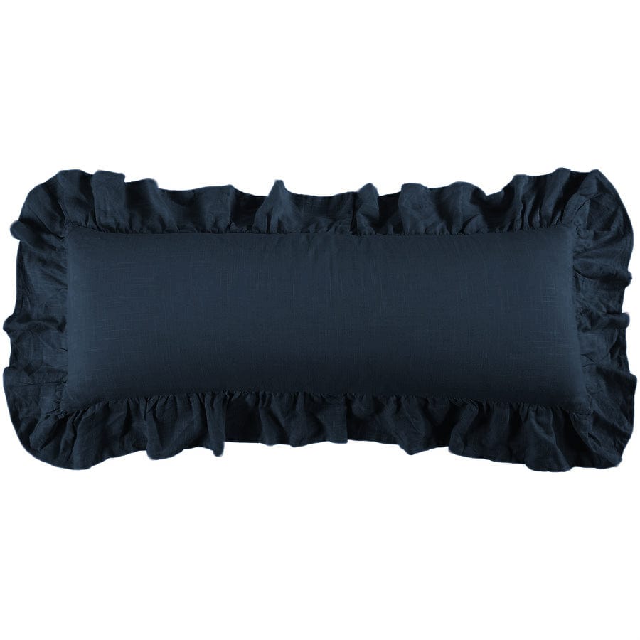 Washed Linen Ruffled Lumbar Pillow - Soft Decorative Throw Pillow for Sofa, Bed & Couch - Perfect for Home Decor, Living Room & Bedroom Accent