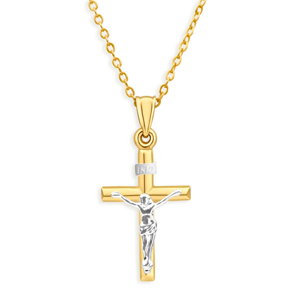 9ct Yellow Gold & White Gold Pendant Necklace for Women - Elegant Jewelry Gift for Birthday, Anniversary & Valentine's Day - Perfect for Everyday Wear & Special Occasions