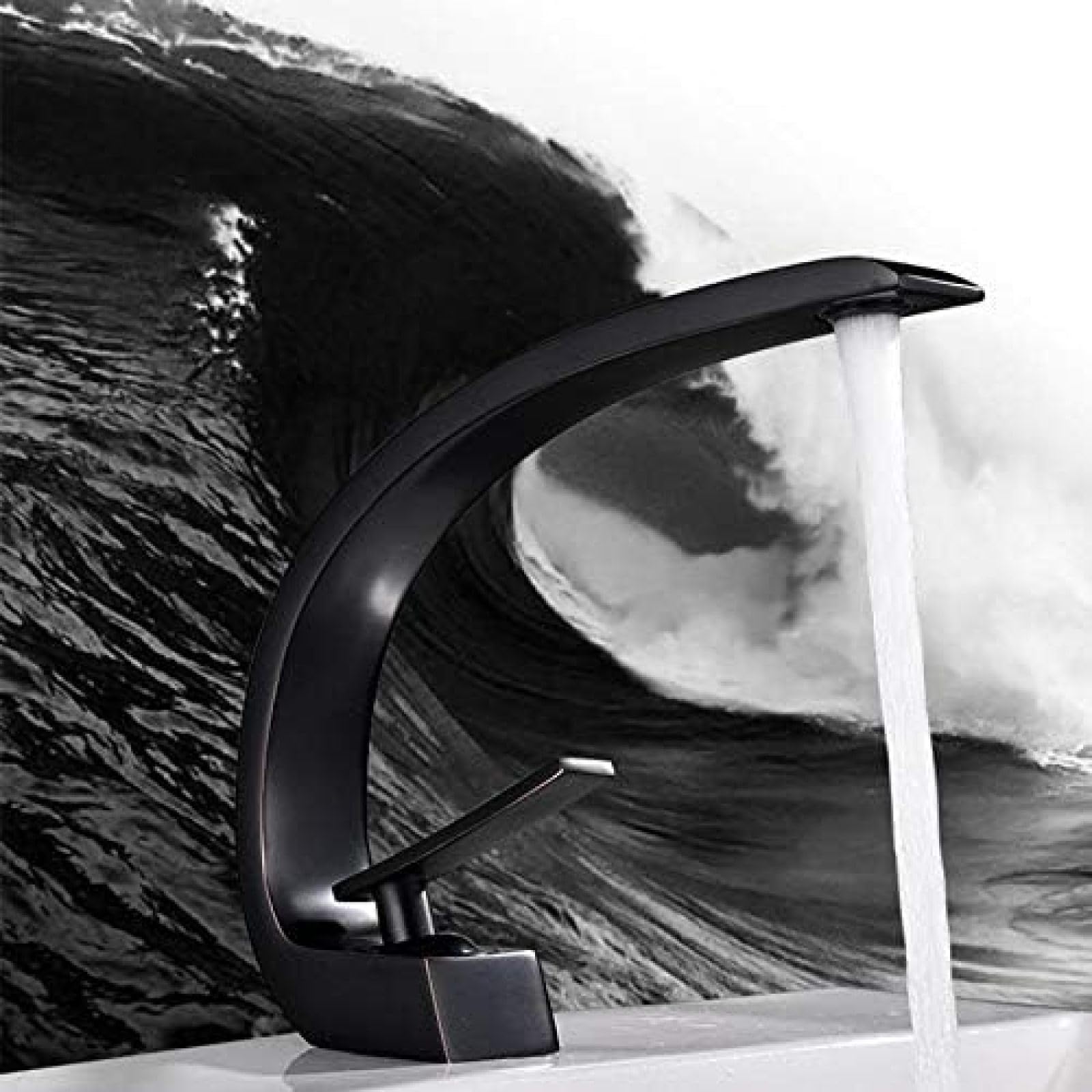 CRJUS Black Chrome Deck Mount Bathroom Sink Faucet - Hot & Cold Water Mixer Tap for Washing Basin | Perfect for Modern Home Bathrooms & Powder Rooms