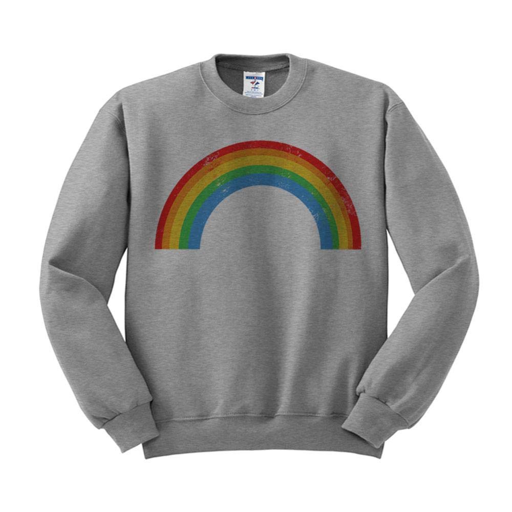 Rainbow Distressed Unisex Sweatshirt - Vintage Style Comfort for Casual Outings & Festivals