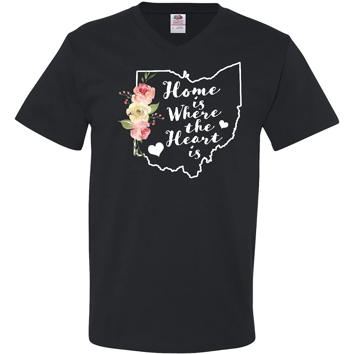 Inktastic Ohio Home is Where The Heart is Watercolor Print Men's V-Neck T-Shirt - Soft Cotton Tee for Casual Wear, Gifts & Ohio Pride