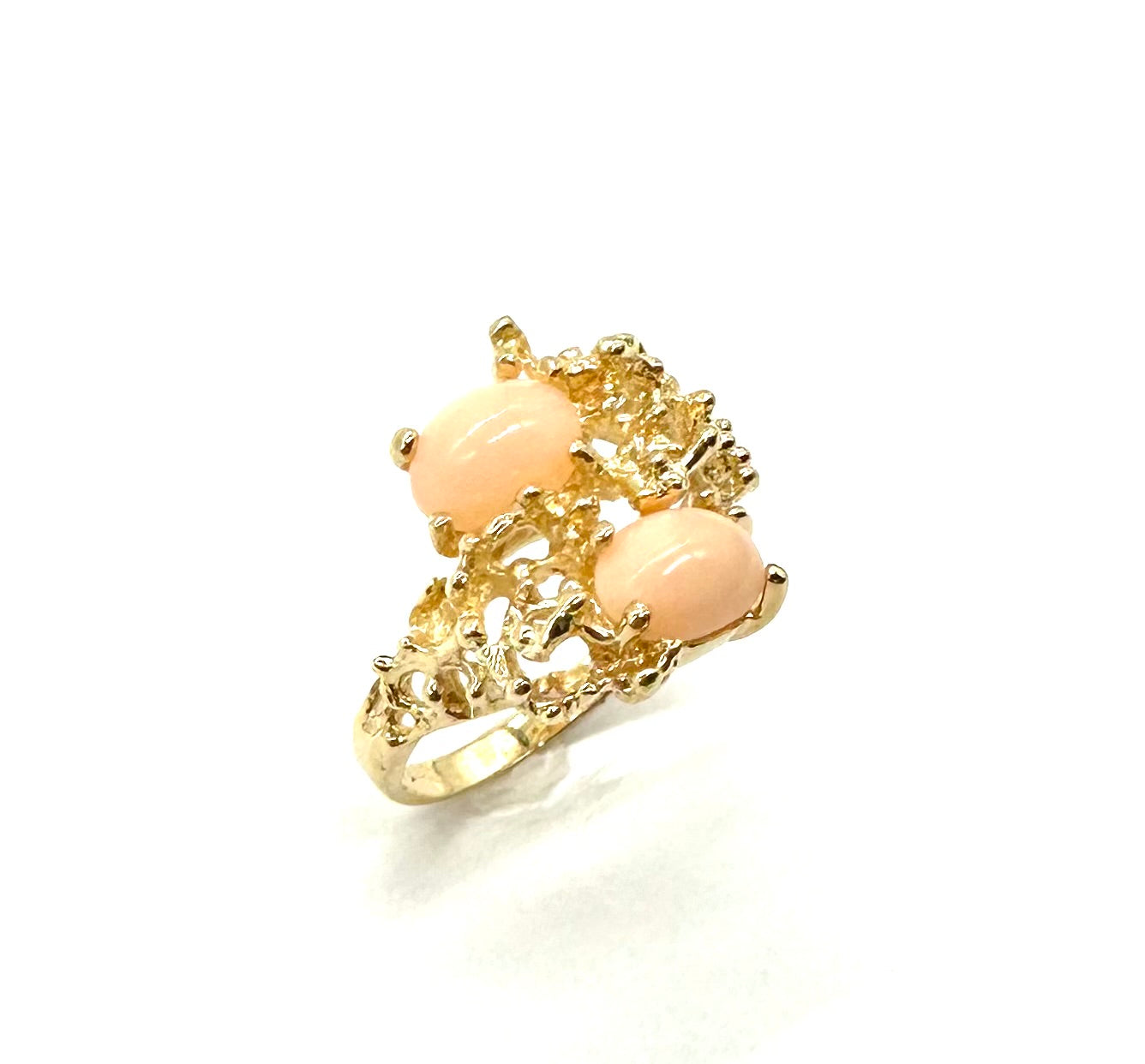 Elegant Pink Coral Stone Cutout Ring for Women - Boho Chic Handmade Jewelry - Perfect for Beach Weddings, Summer Outfits & Gift Giving