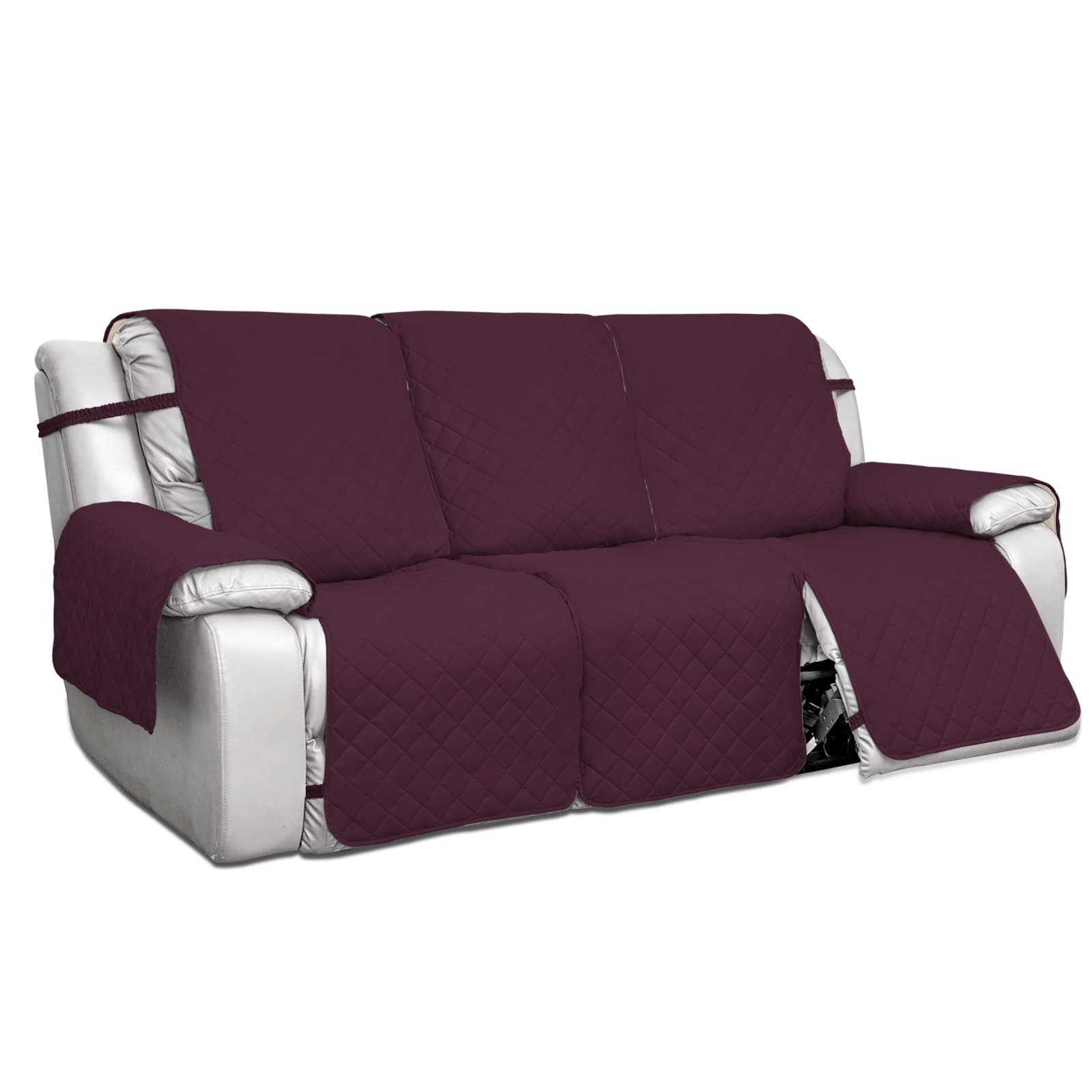 PureFit Waterproof Reversible 3-Seater Reclining Sofa Cover - Non-Slip Split Design for Recliner Couches, Washable Furniture Protector for Pets & Kids (Wine/Beige) | Perfect for Living Room, Family Room & Pet-Friendly Homes