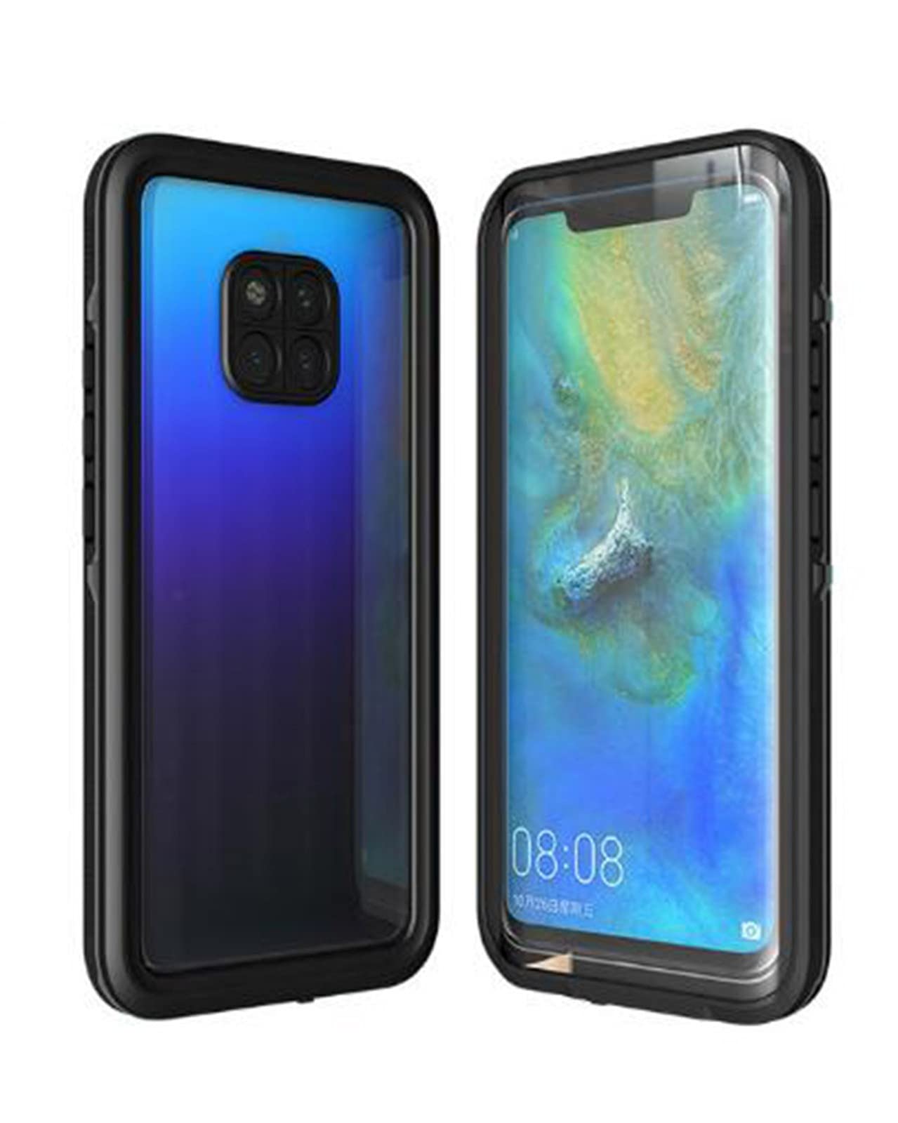 IP68 Waterproof Case for Huawei Mate 20 Pro - Shockproof, Dustproof & Snowproof Clear Phone Cover (Black) - Perfect for Swimming, Hiking & Outdoor Activities