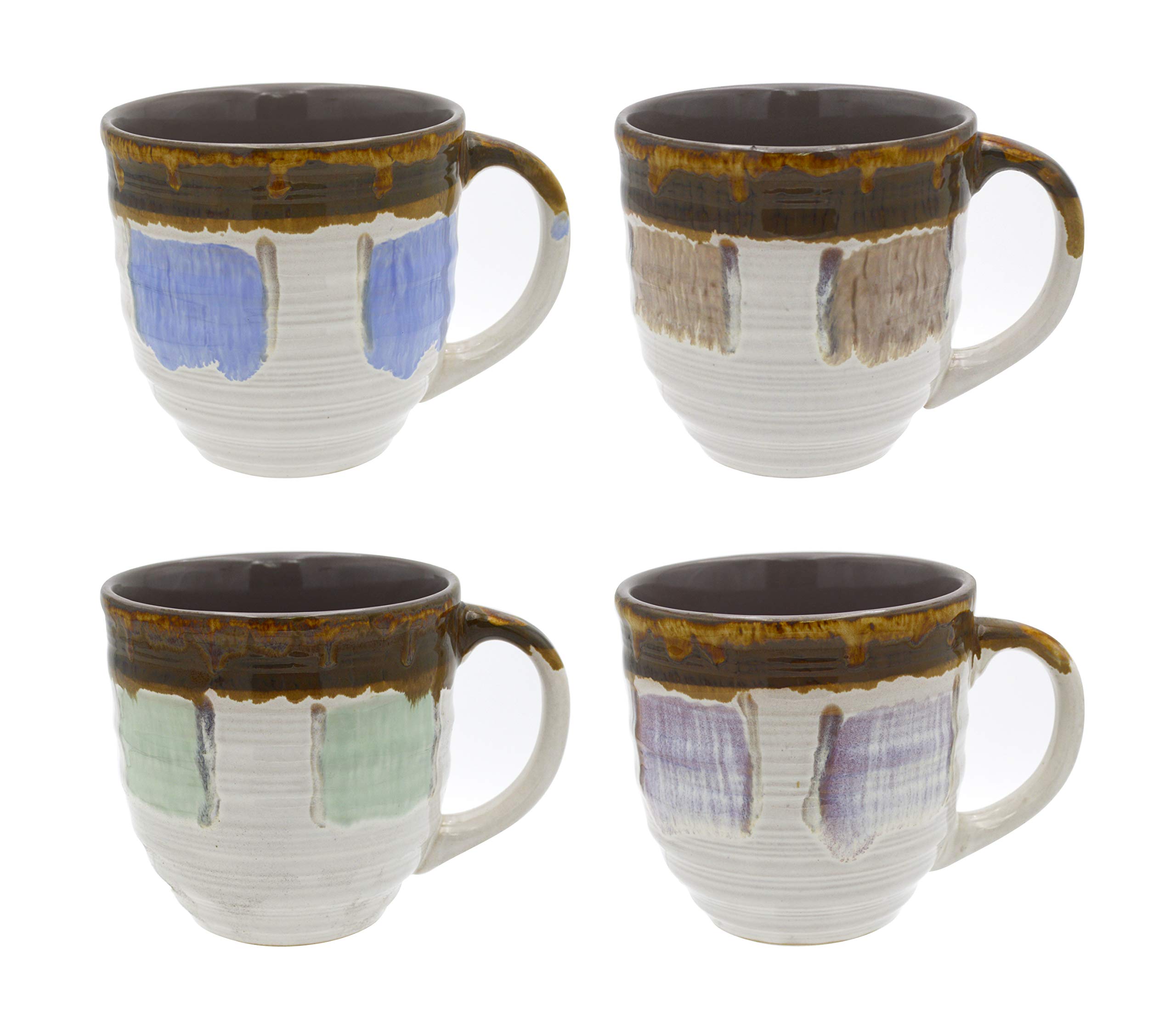 Premium 20oz Large Coffee Mugs Set of 4 - Glazed Ceramic Oversized Mugs for Tea & Hot Drinks - Dishwasher & Microwave Safe - Perfect for Home, Office & Gifts (Beige)