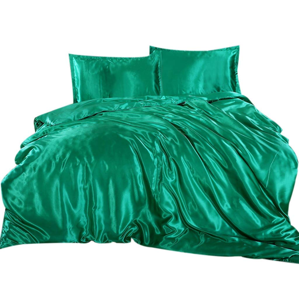 Silk Satin Duvet Set - 3PC King Bedding with Pillowcases | Luxury Soft Teal Comforter Cover for Bedroom Decor