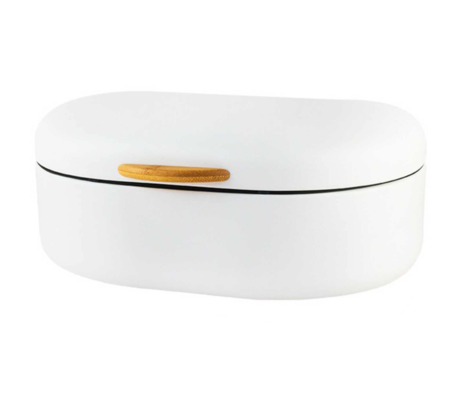 Premium GYAM Bread Storage Box - Airtight Kitchen Countertop Organizer for Fresh Bread, Baguettes, Rolls & Pastries | Rust-Proof Iron Bread Bin | White Countertop Bread Keeper for Home & Bakery Use
