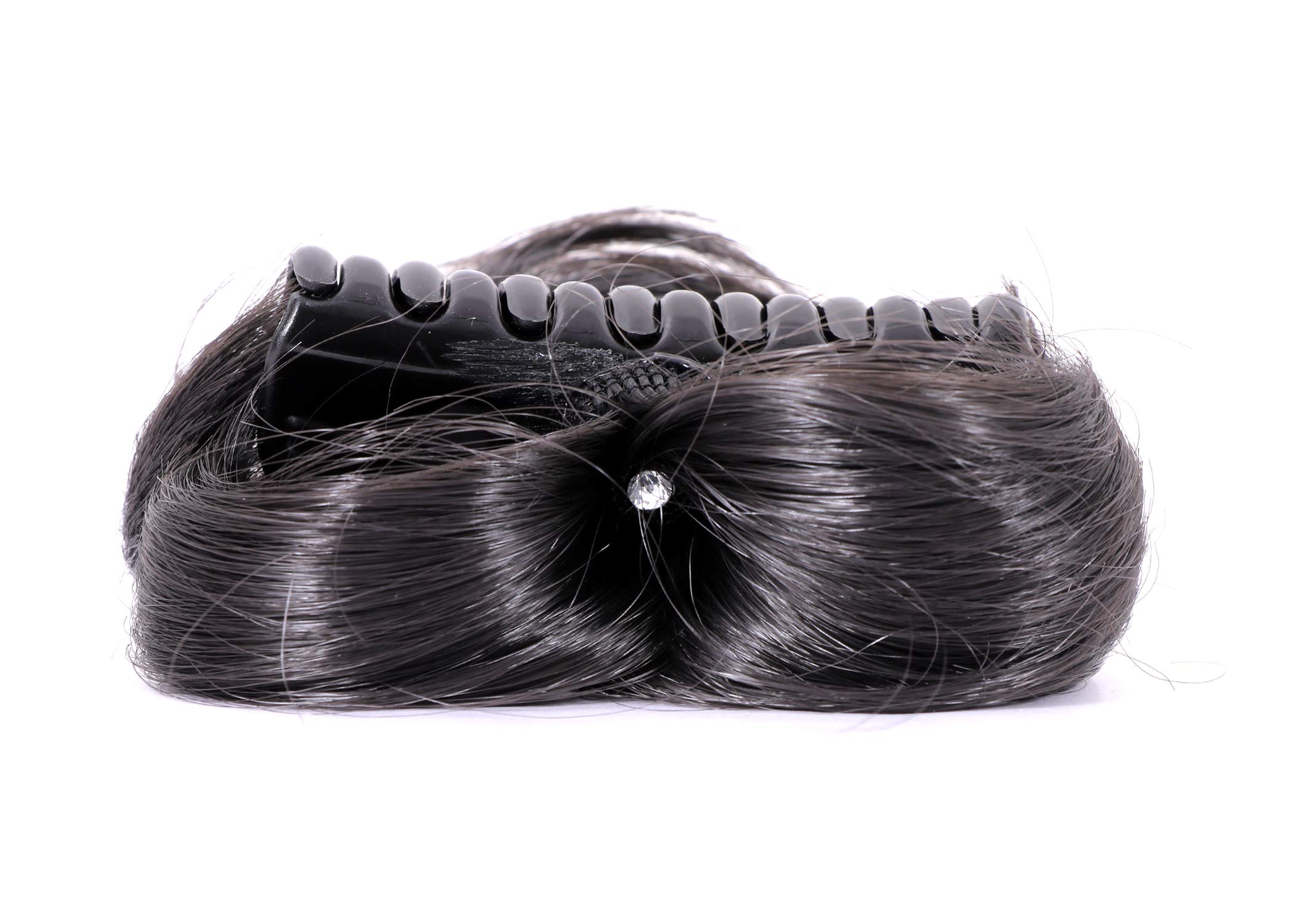 NAVMAV Claw Clip for Messy Bun - Wavy Curly Hair Clip, Chignon Ponytail Updo Hair Extensions for Women (Black) - Perfect for Casual, Work & Special Occasions