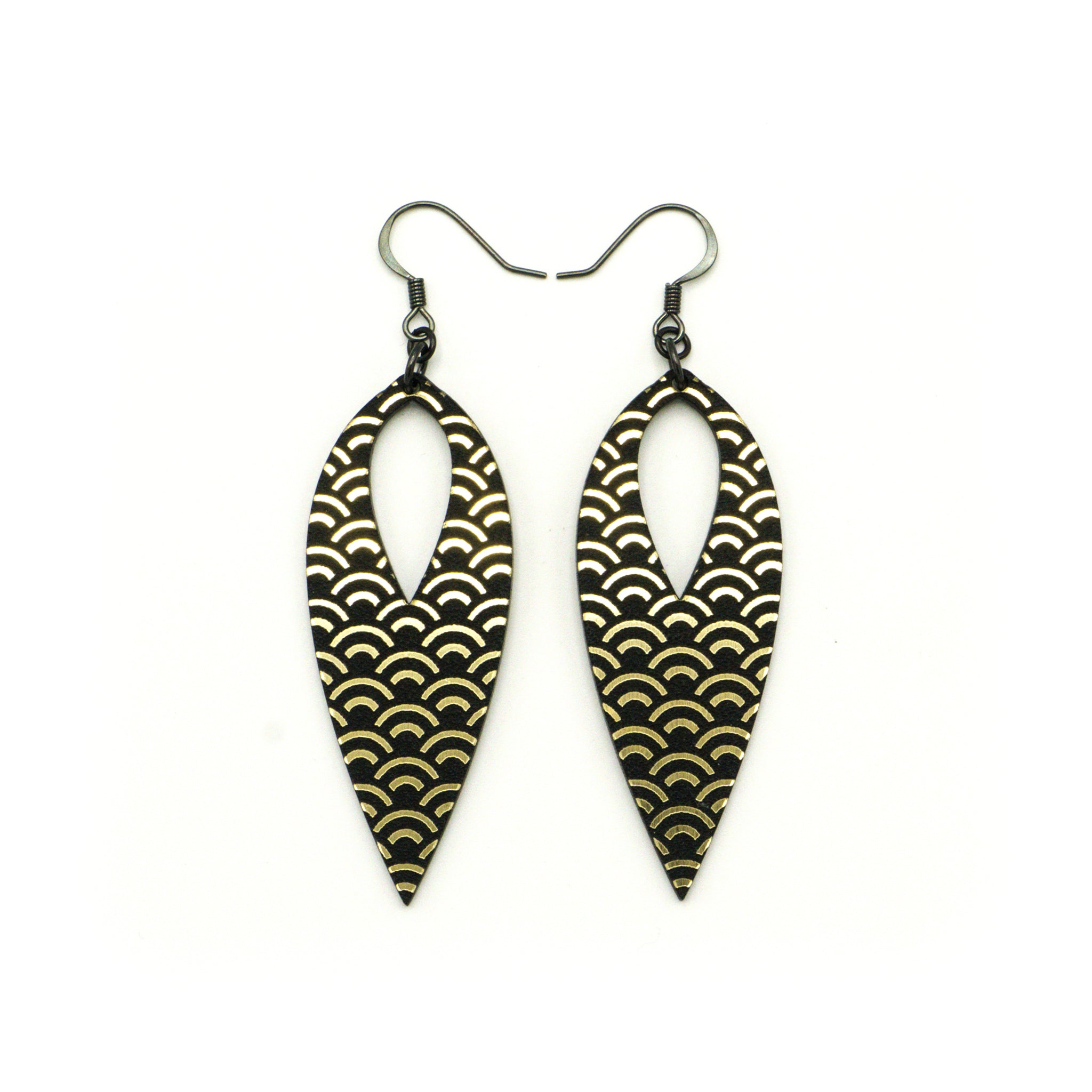 Nativas 31R Acrylic Earrings for Women - Brushed Gold & Black Hoop Earrings | Lightweight & Stylish for Everyday Wear, Parties & Gifts