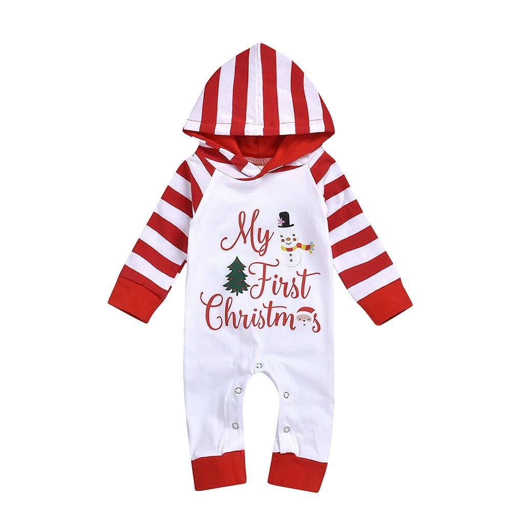 FWAY89 Christmas Toddler Hoodie Romper Jumpsuit - Cute Cartoon Letter Print for Baby Boys & Girls | Perfect for Holiday Photos, Family Gatherings & Winter Outfits