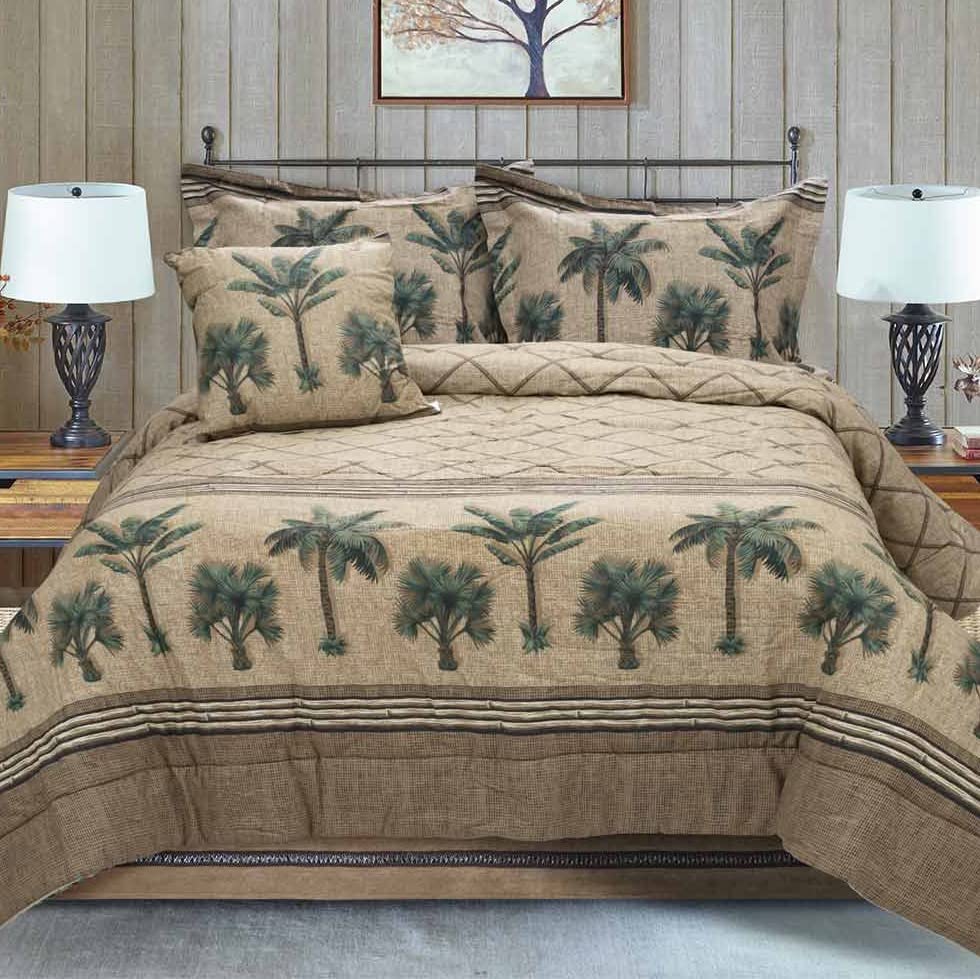 BLACK FOREST DECOR Palm Oasis Comforter Set Twin Size - Tropical Bedding for Boys Girls Bedroom, Dorm Room Decor & Vacation Home Style