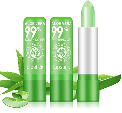 Color Changing Aloe Vera Lip Balm - Hydrating & Glossy Moisturizer for Smooth Lips | Perfect for Dry, Chapped Lips & Everyday Use
