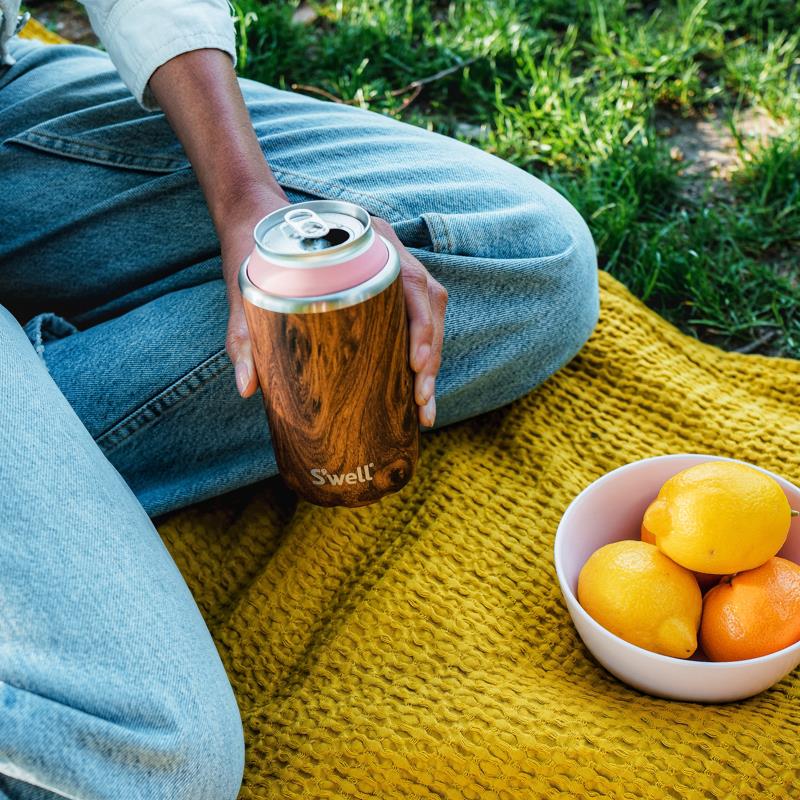 Premium Swell 355ml Vacuum Insulated Stainless Steel Water Bottle with Teakwood Lid - Keeps Drinks Cold for 24 Hours | Perfect for Gym, Hiking, Office & Outdoor Activities