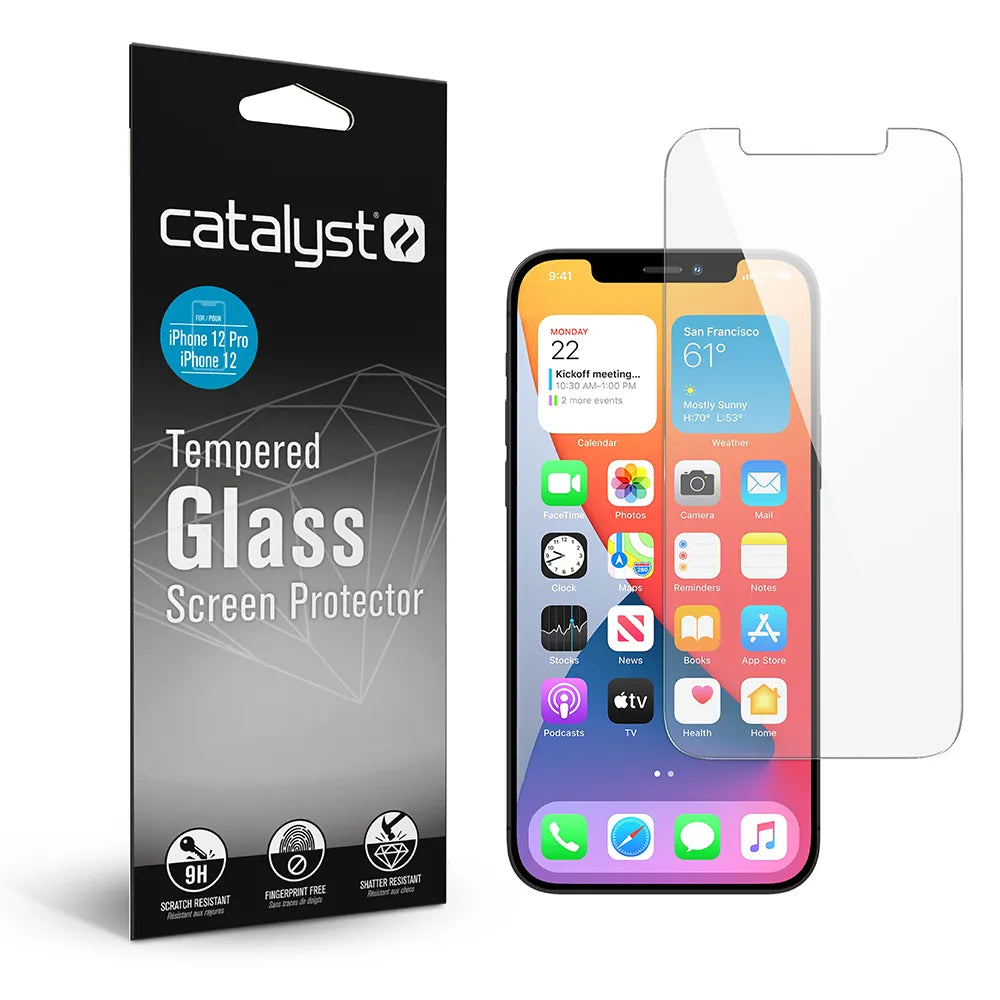 iPhone 12 Pro & 12 Tempered Glass Screen Protector - 9H Hardness, Anti-Scratch, HD Clear, Case Friendly - Perfect for Daily Use, Gaming & Outdoor Activities