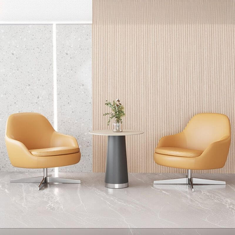 Modern Solid Color Foam Armchair - Ivory, Azure, Auburn - Simple Design with Fixed Back & Armrests | Perfect for Living Room, Office, or Reading Nook