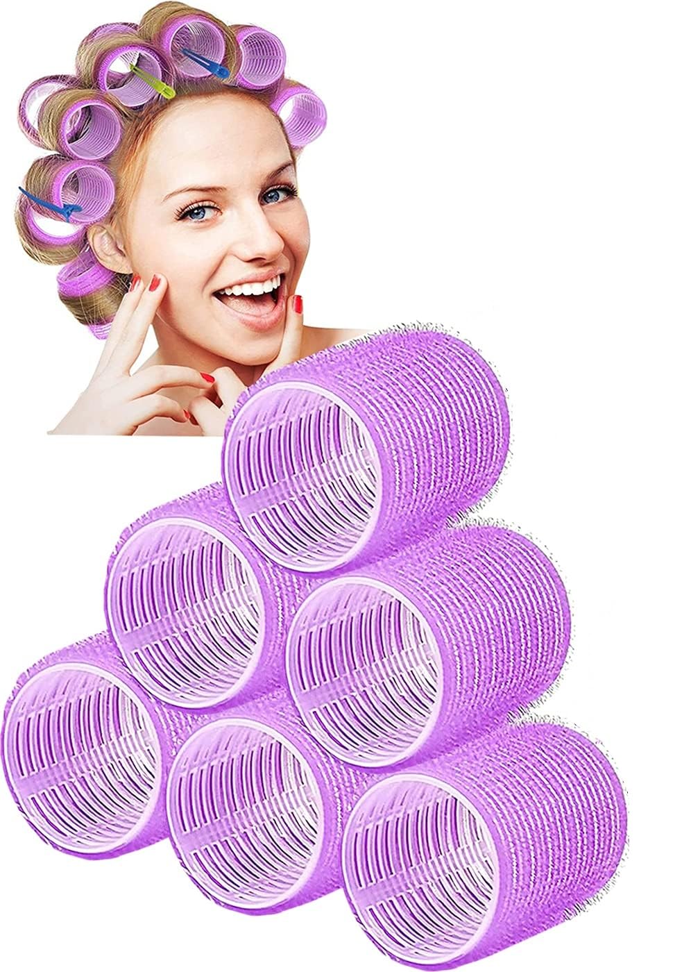 Professional Self-Grip Hair Curling Rollers Set of 6 - Volumizing Heatless Curlers for Women & Girls - Perfect for Home Styling, Salon Looks, and Special Occasions