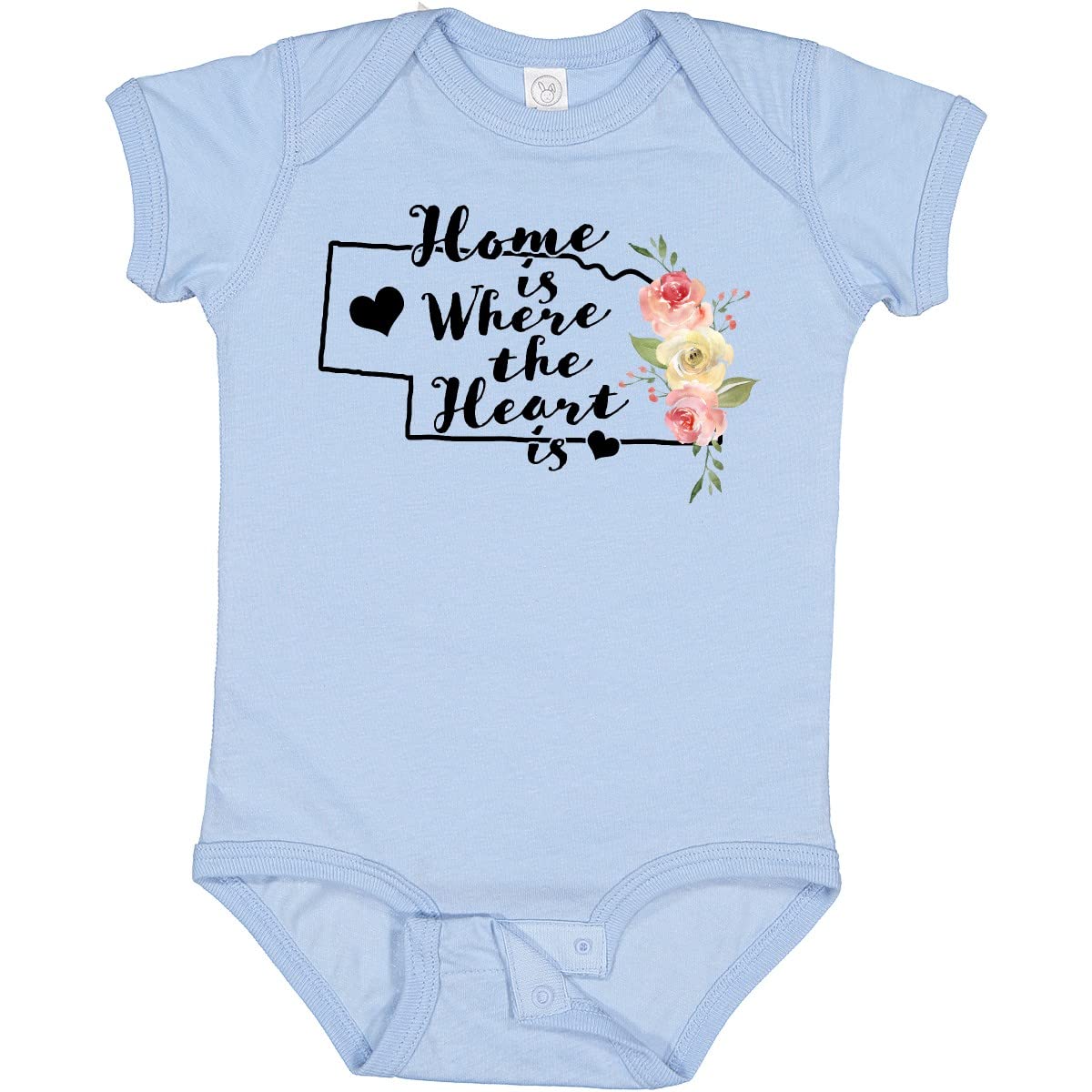 Inktastic Nebraska Home is Where The Heart is Watercolor Baby Bodysuit - Soft Cotton Onesie for Newborns & Infants, Perfect for Family Photos, Holidays & Everyday Wear