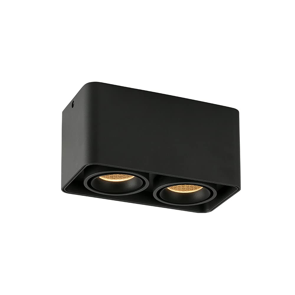 Aisilan LED Dimmable Ceiling Spotlight - 14W 3000K Warm White Square Downlight with GU10 Base, Black Aluminum Surface Mount Light for Hallway, Corridor, Gallery, Kitchen & Living Room - Perfect for Accent Lighting and Home Decor