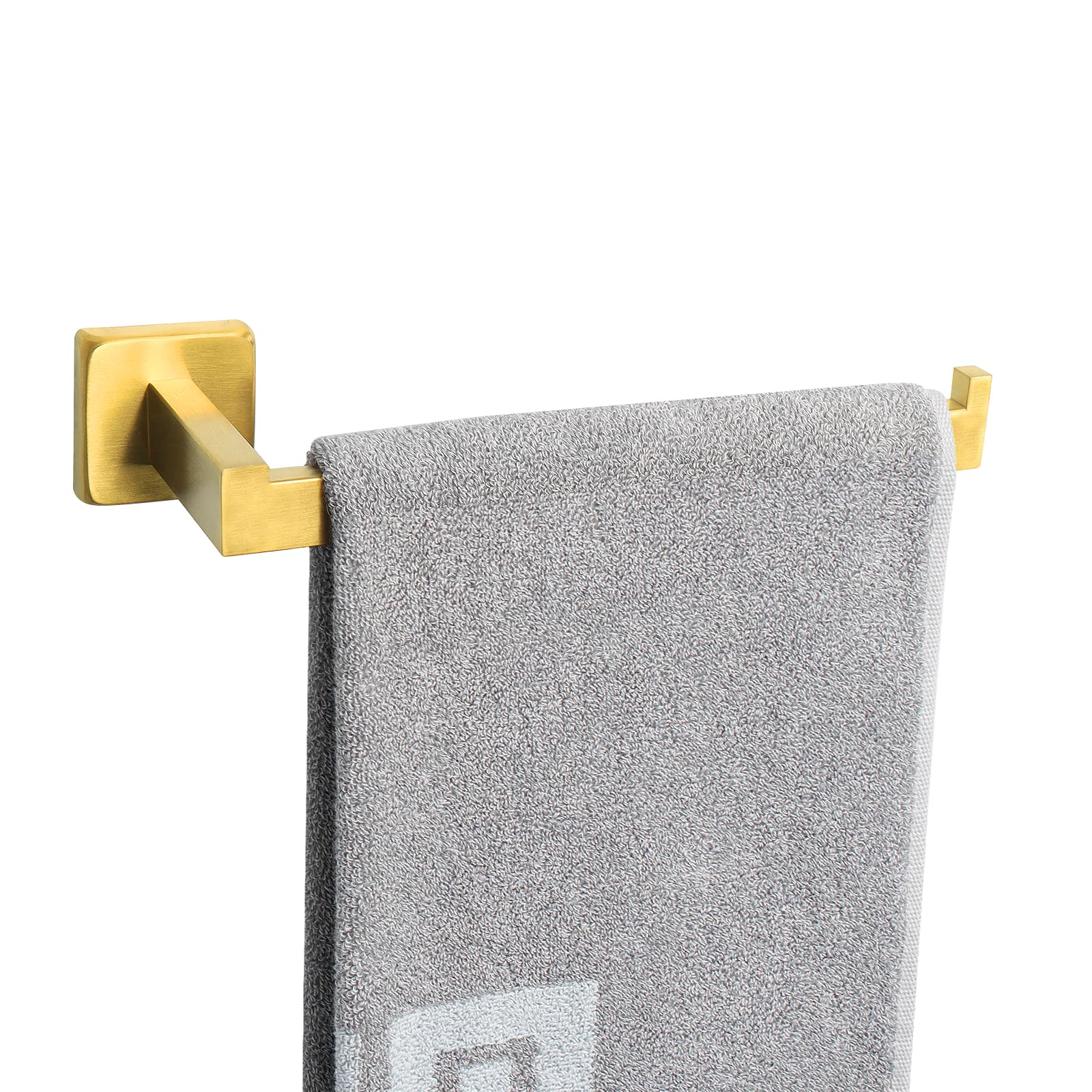 Premium SUS304 Stainless Steel Square Hand Towel Holder - Rustproof Wall Mounted Towel Ring for Bathroom & Kitchen - Contemporary Brushed Gold Bath Accessory - Perfect for Modern Home Decor & Spa-Like Experience